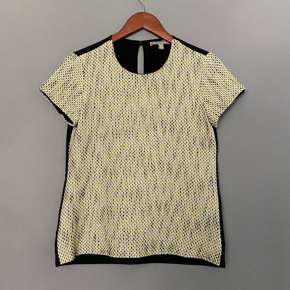 Banana Republic Yellow Black Textured Top NWOT
